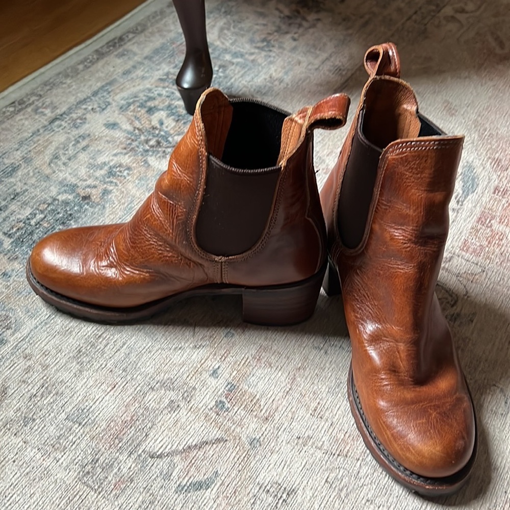 Frye Brown Leather Chelsea Ankle Boots